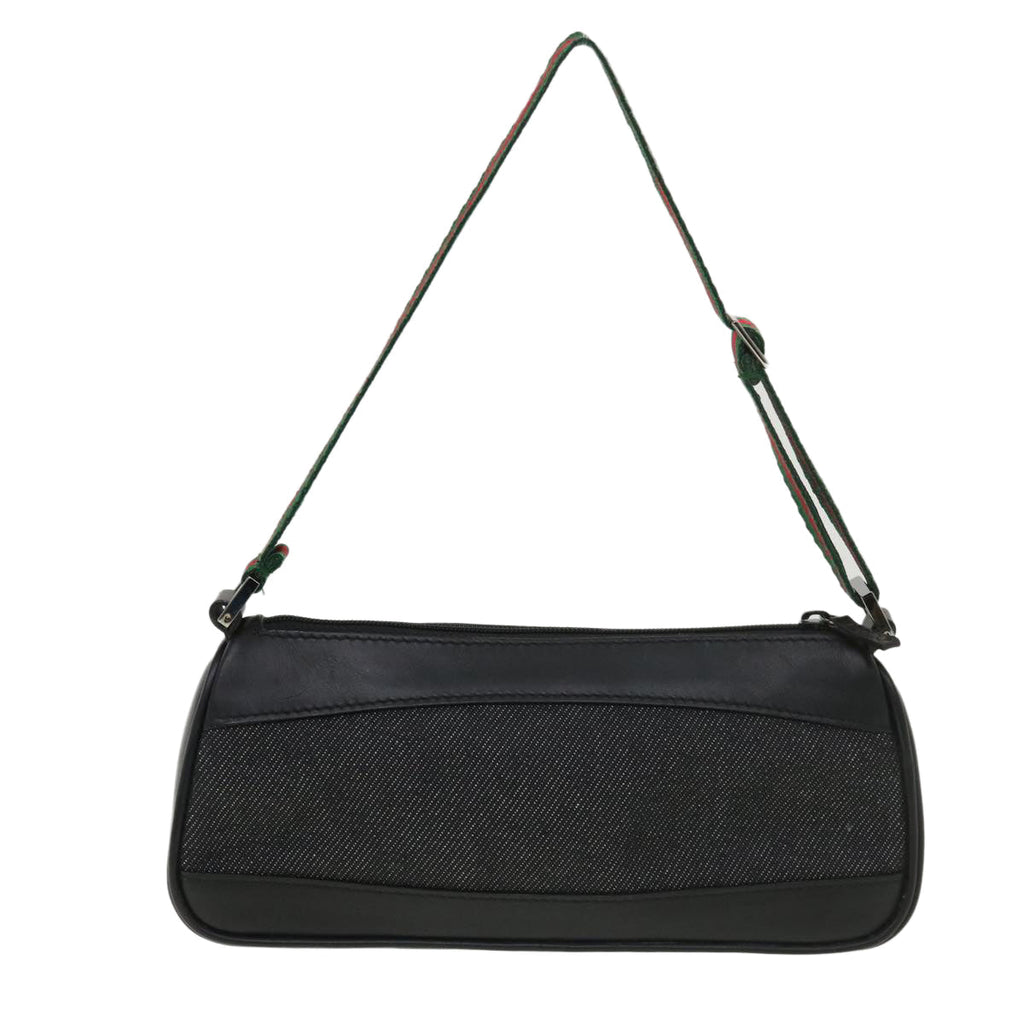 GUCCI Web Sherry Line Accessory Pouch Canvas Black Green Red 92820 39216