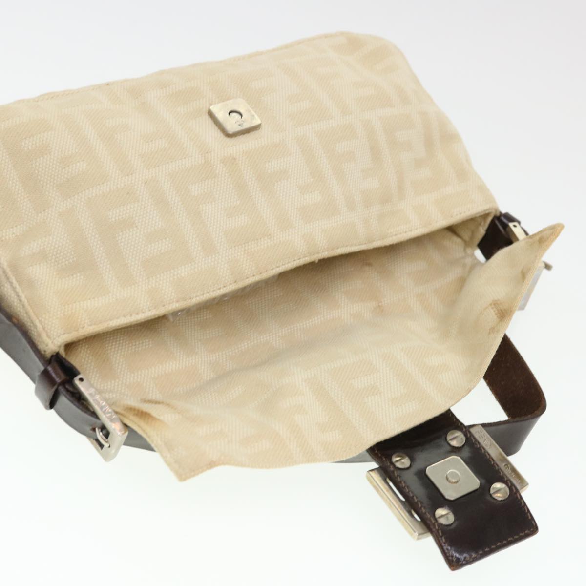 FENDI Zucca Canvas Mamma Baguette Shoulder Bag Beige 33492 26424 008 39285