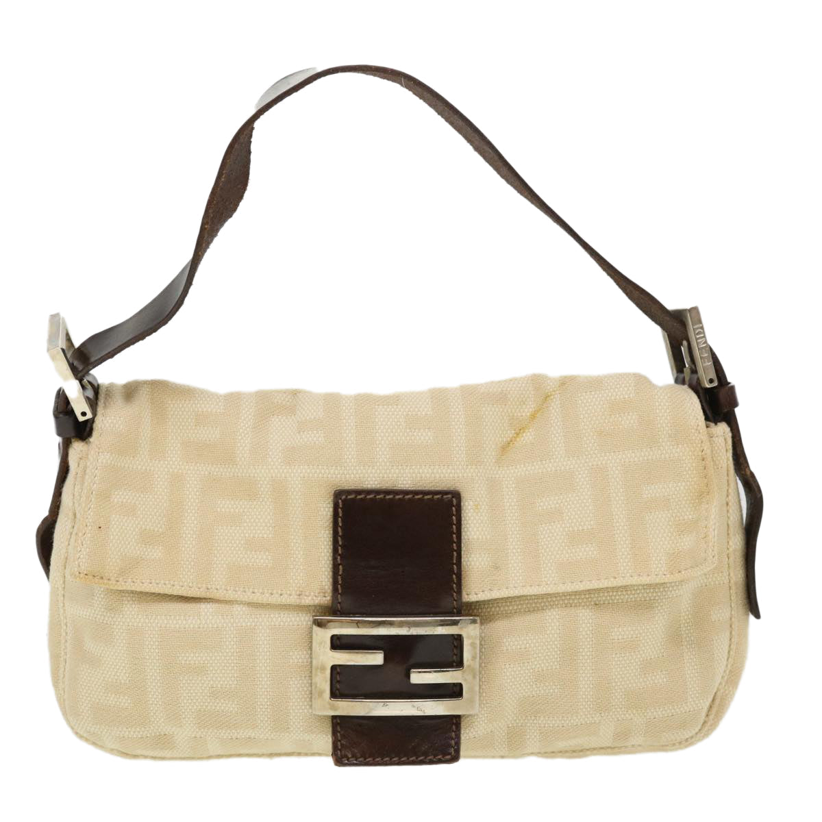FENDI Zucca Canvas Mamma Baguette Shoulder Bag Beige 33492 26424 008 39285
