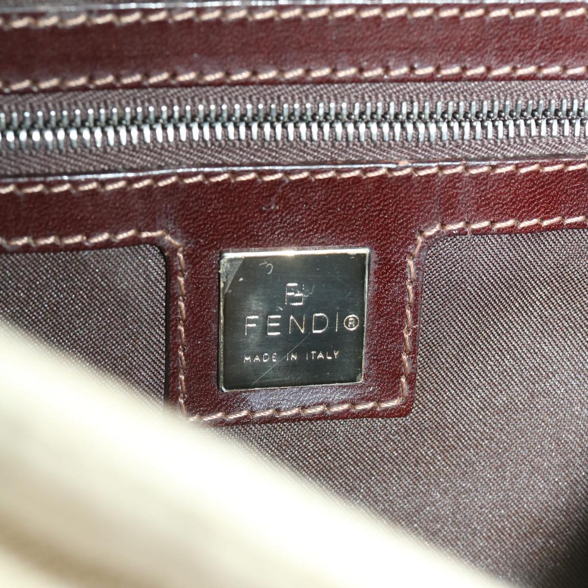 FENDI Zucca Canvas Mamma Baguette Shoulder Bag Beige 2355 26424 008 39301