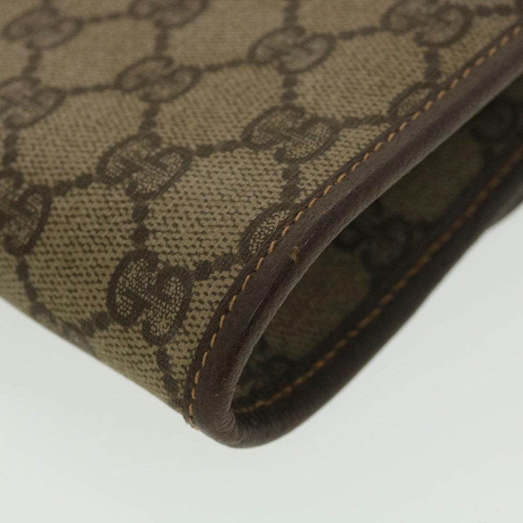 GUCCI GG Canvas Clutch Bag PVC Leather Beige 39307