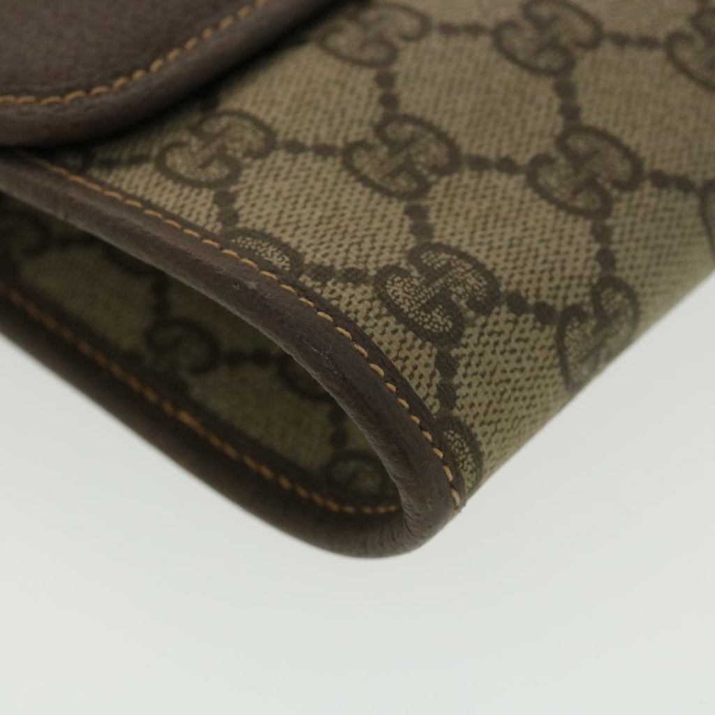 GUCCI GG Canvas Clutch Bag PVC Leather Beige 39307