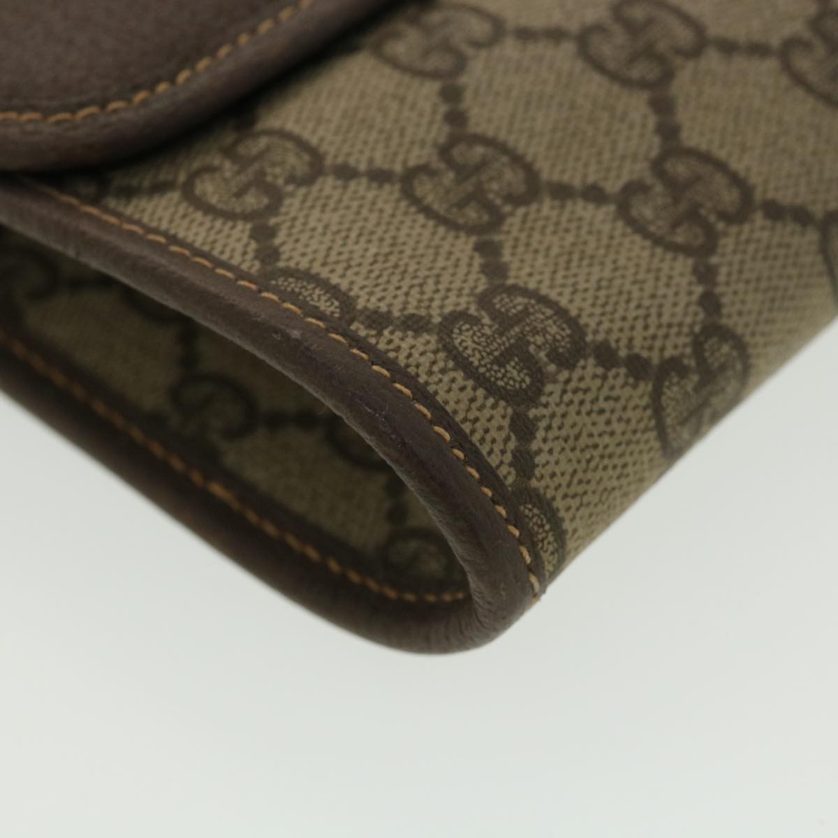 GUCCI GG Canvas Clutch Bag PVC Leather Beige 39307