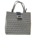 FENDI Zucchino Canvas Mamma Baguette Shoulder Bag Navy 39439