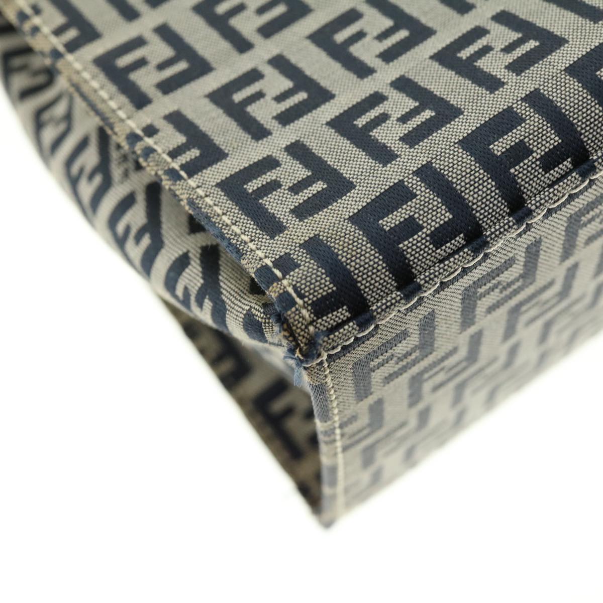 FENDI Zucchino Canvas Mamma Baguette Shoulder Bag Navy 39439