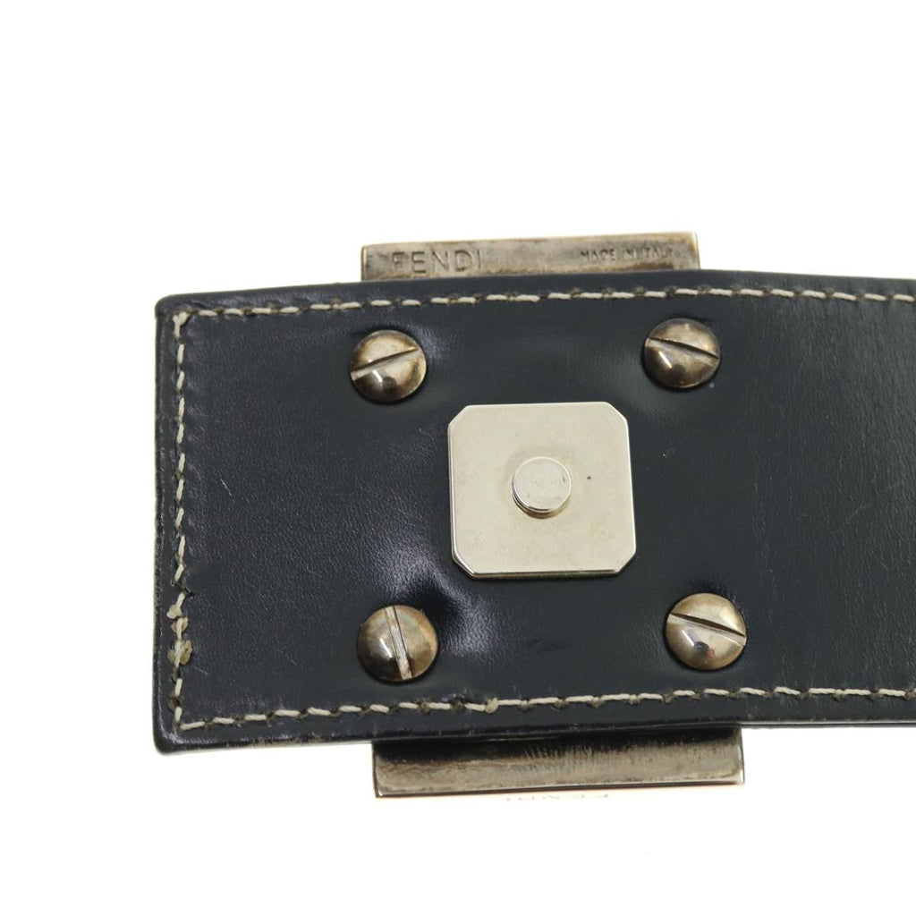 FENDI Zucchino Canvas Mamma Baguette Shoulder Bag Navy 39439