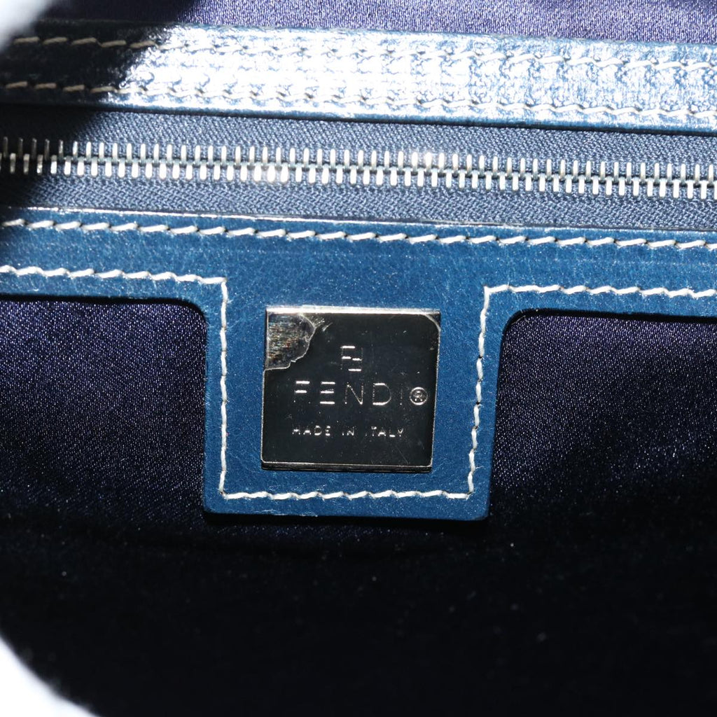 FENDI Zucchino Canvas Mamma Baguette Shoulder Bag Navy 39439