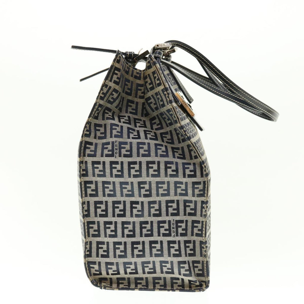 FENDI Zucchino Canvas Mamma Baguette Shoulder Bag Navy 39439