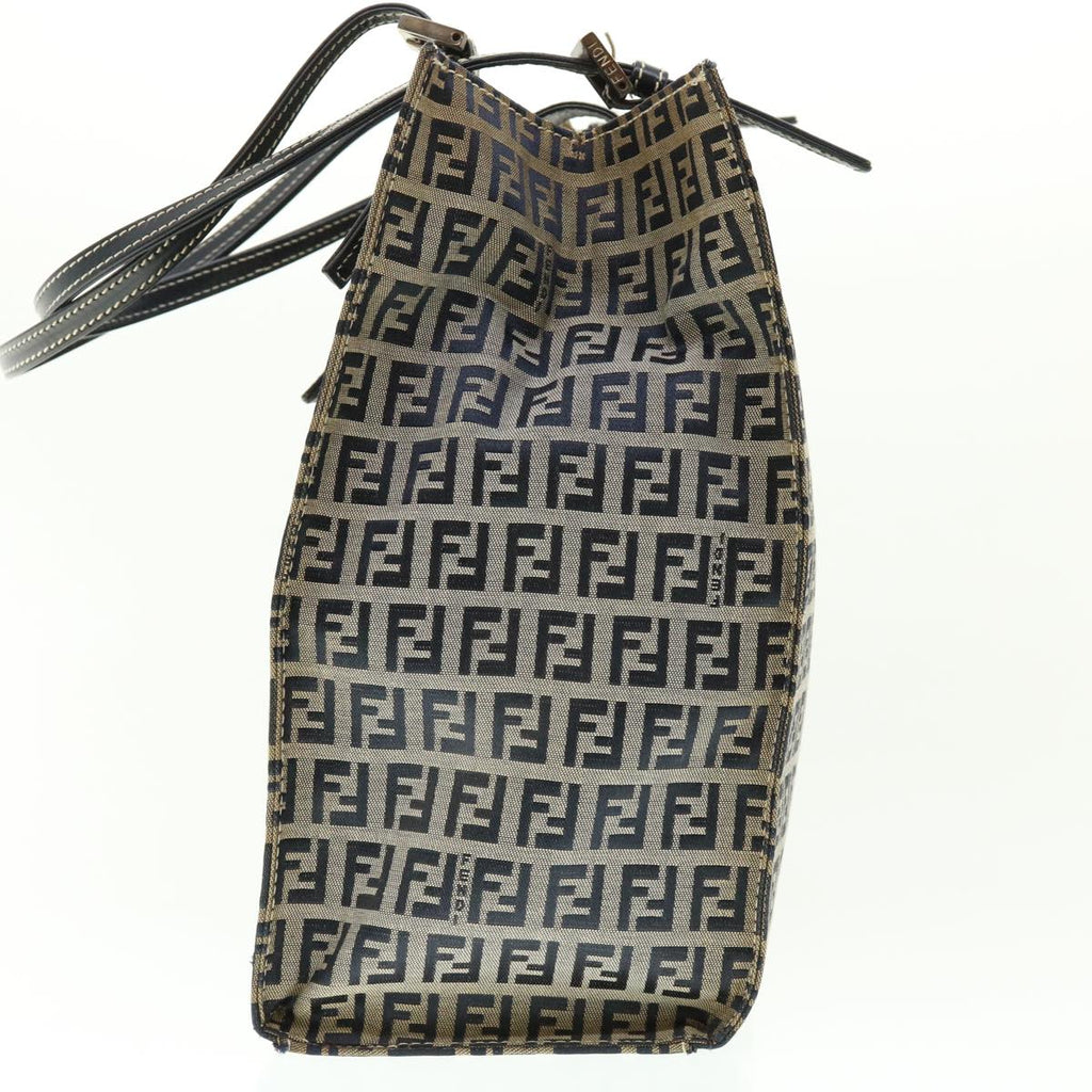 FENDI Zucchino Canvas Mamma Baguette Shoulder Bag Navy 39439