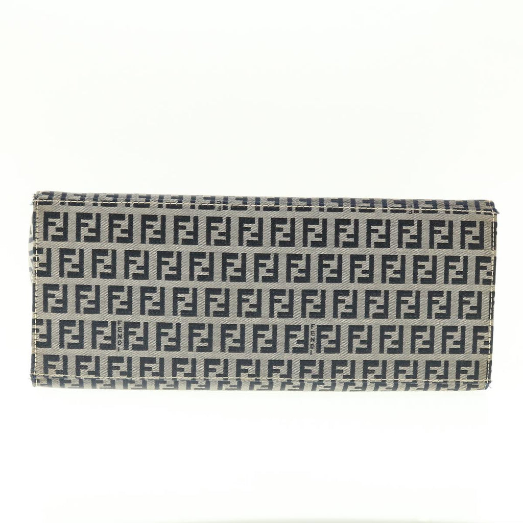 FENDI Zucchino Canvas Mamma Baguette Shoulder Bag Navy 39439