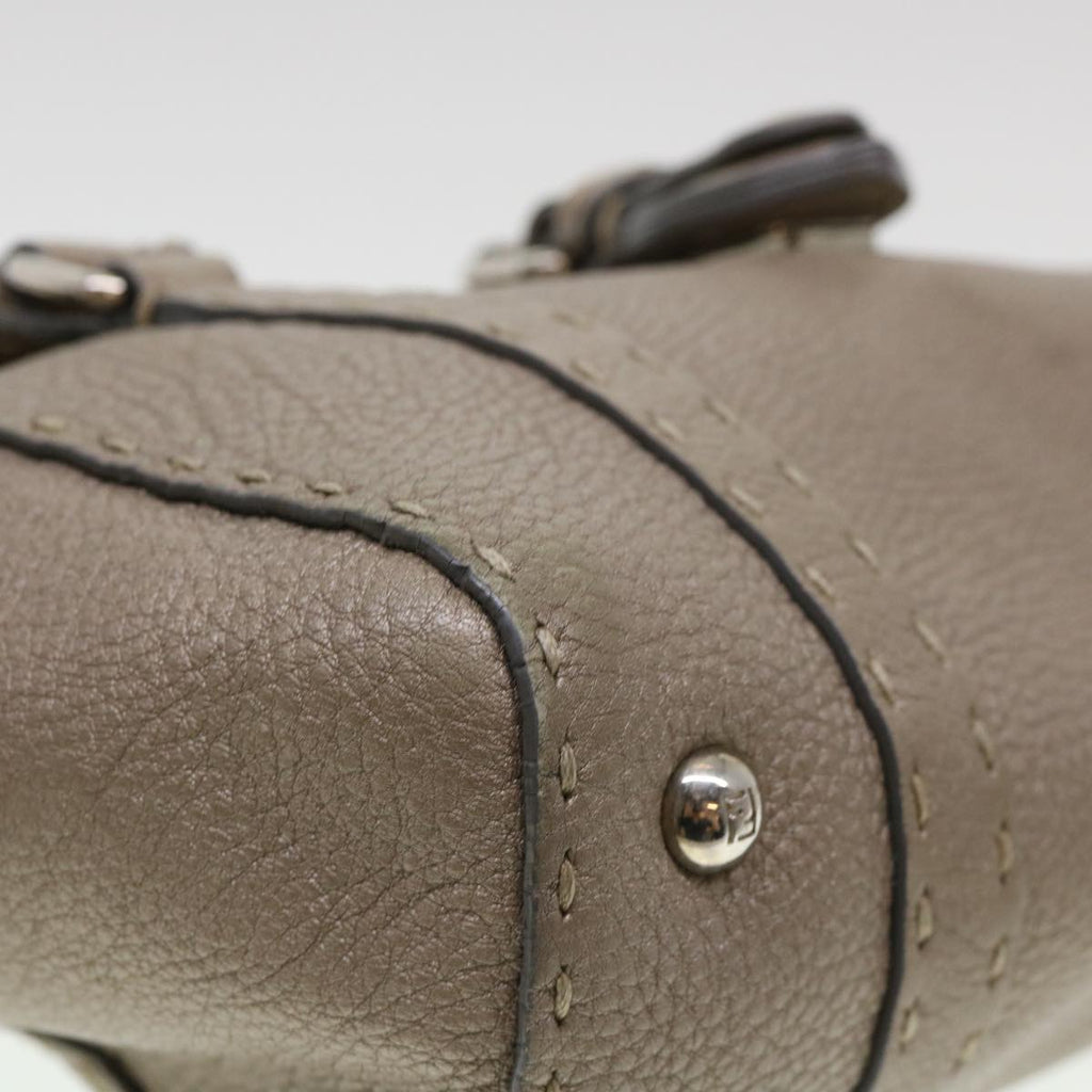 FENDI Hand Bag Leather Gray 39445