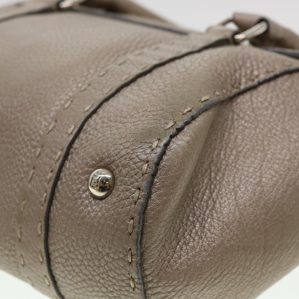 FENDI Hand Bag Leather Gray 39445