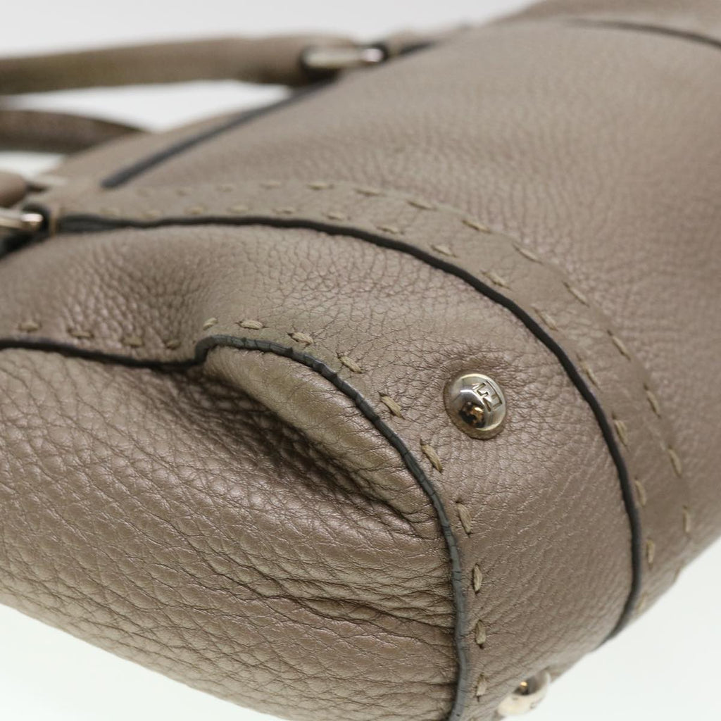 FENDI Hand Bag Leather Gray 39445