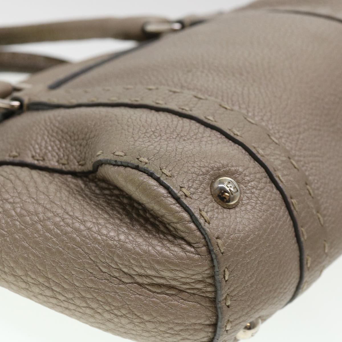 FENDI Hand Bag Leather Gray 39445