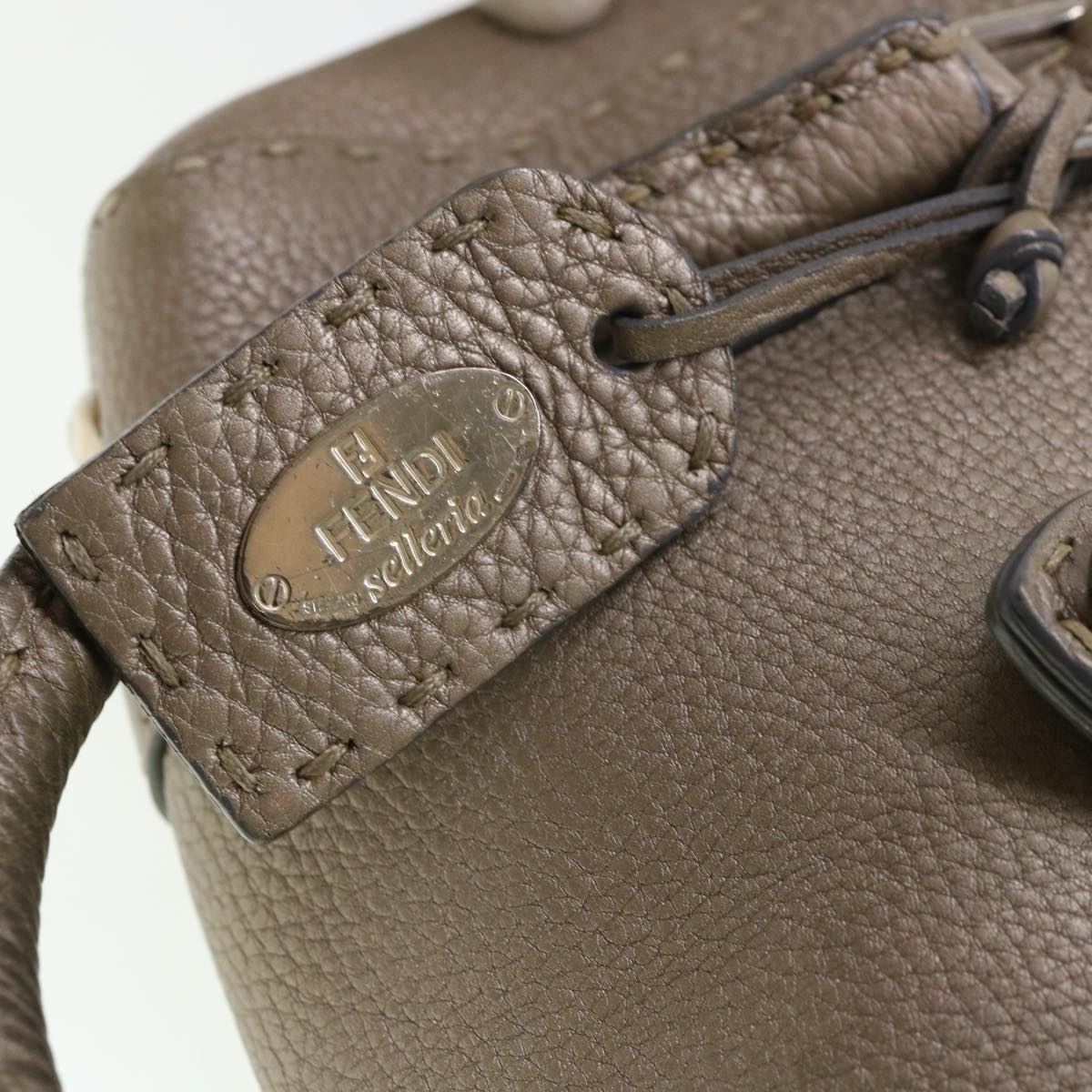FENDI Hand Bag Leather Gray 39445