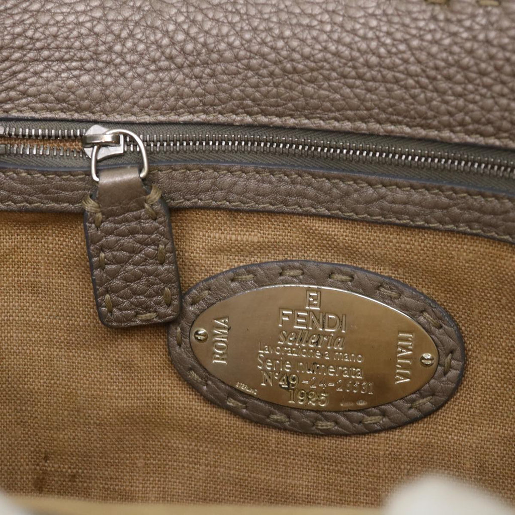 FENDI Hand Bag Leather Gray 39445