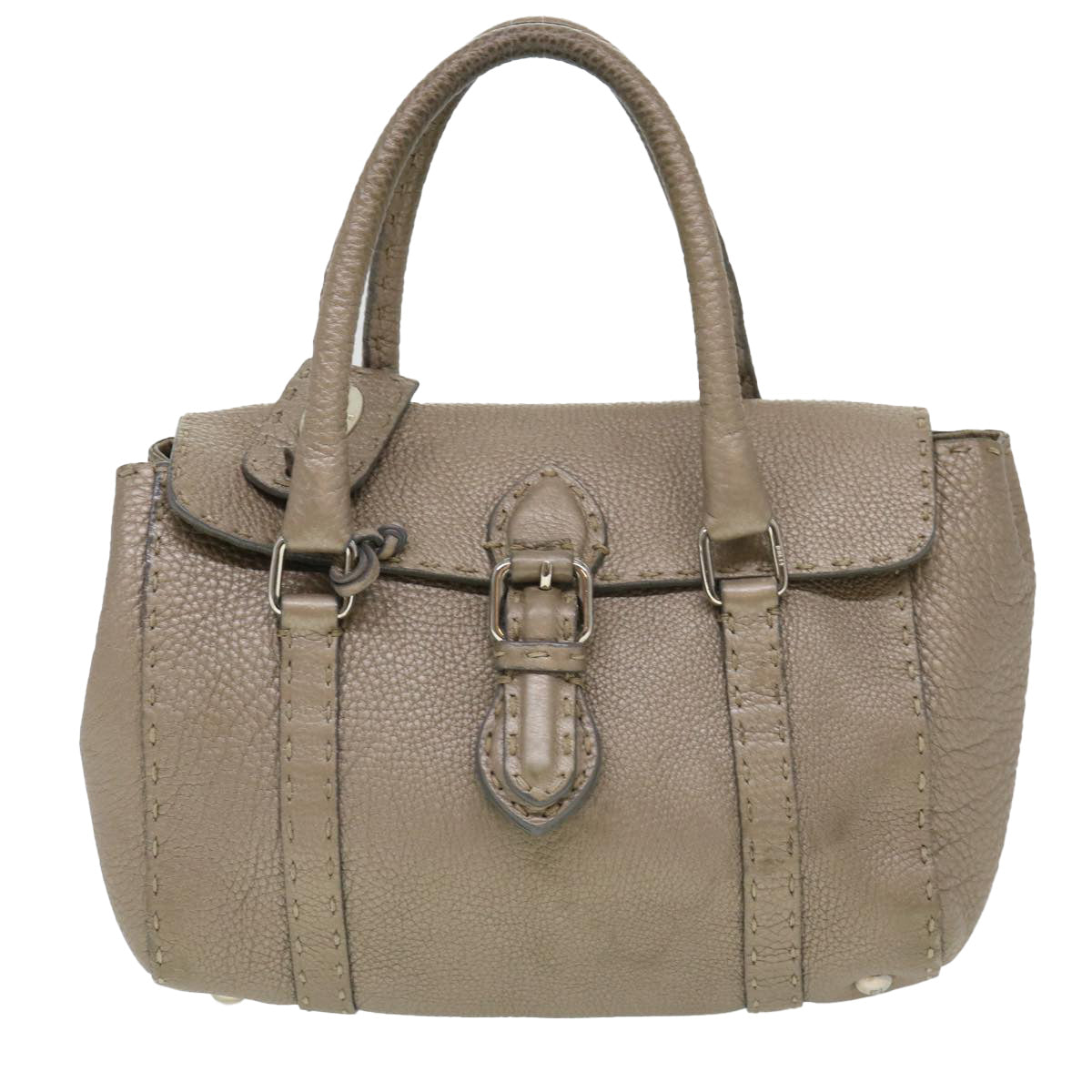 FENDI Hand Bag Leather Gray 39445