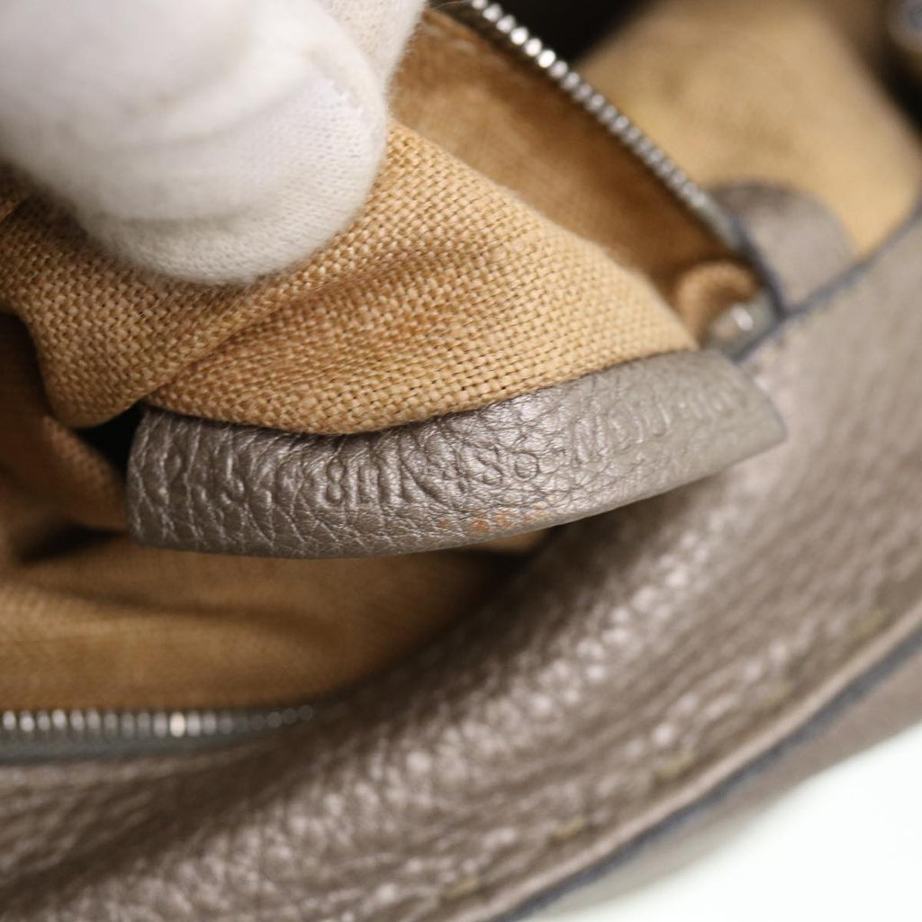 FENDI Hand Bag Leather Gray 39445