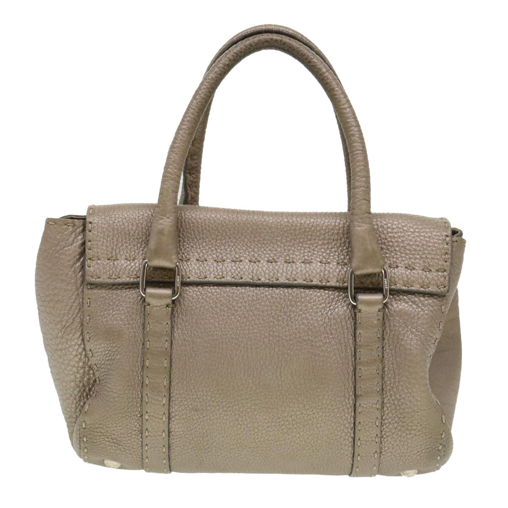FENDI Hand Bag Leather Gray 39445