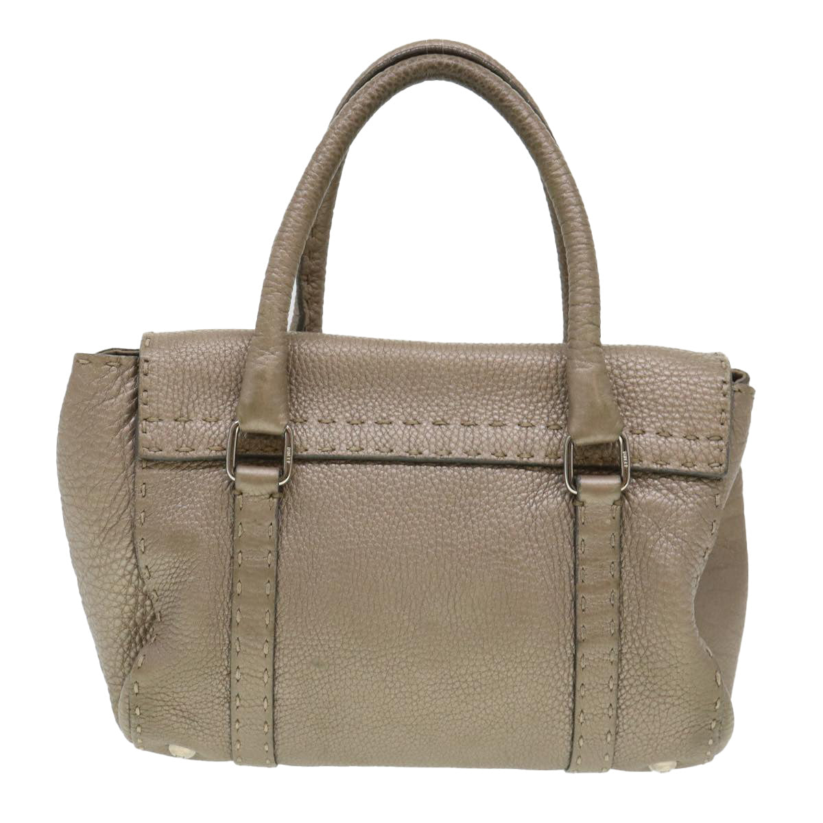 FENDI Hand Bag Leather Gray 39445