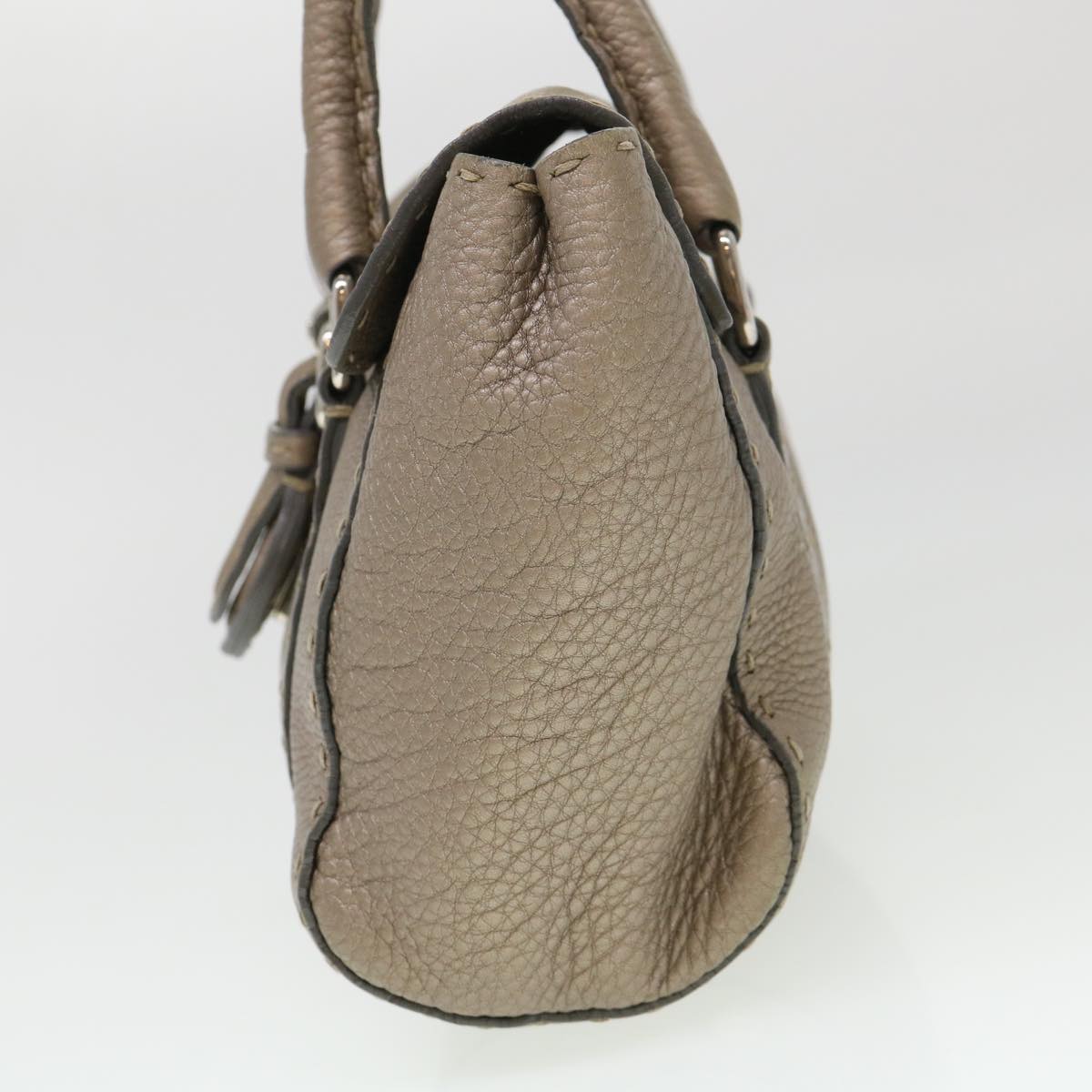 FENDI Hand Bag Leather Gray 39445