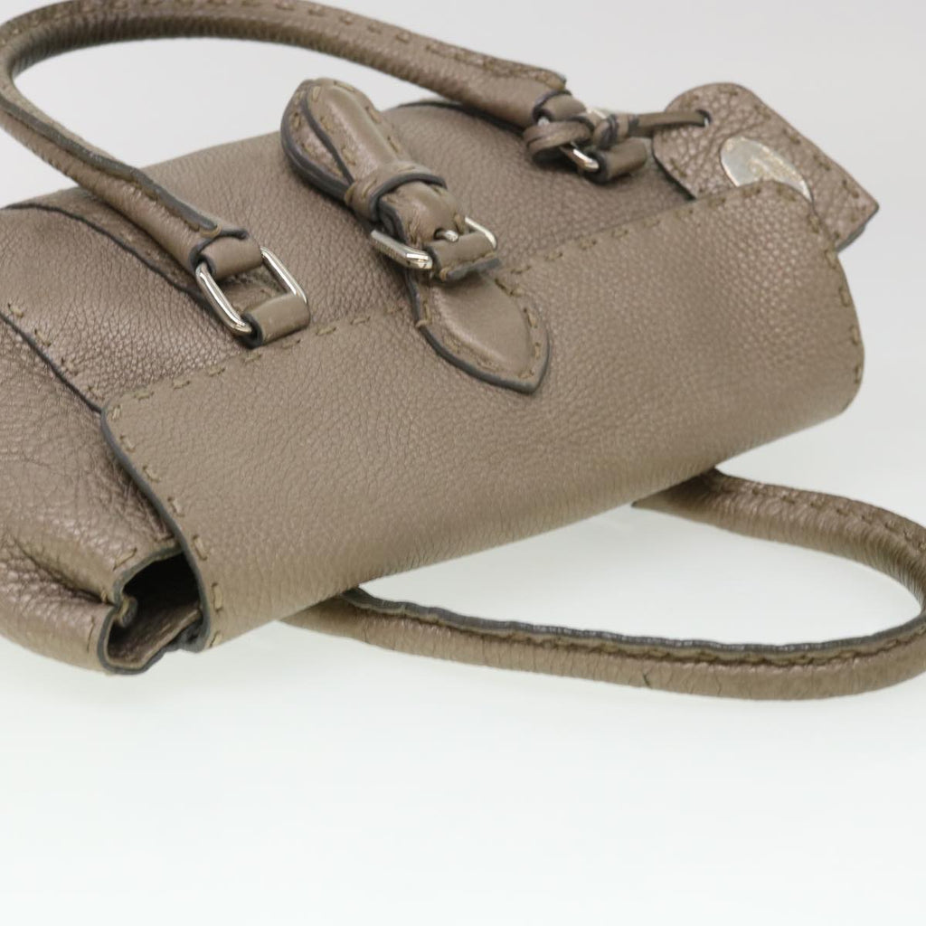 FENDI Hand Bag Leather Gray 39445