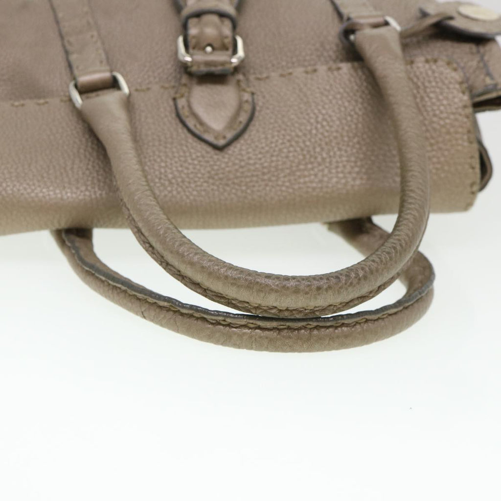 FENDI Hand Bag Leather Gray 39445