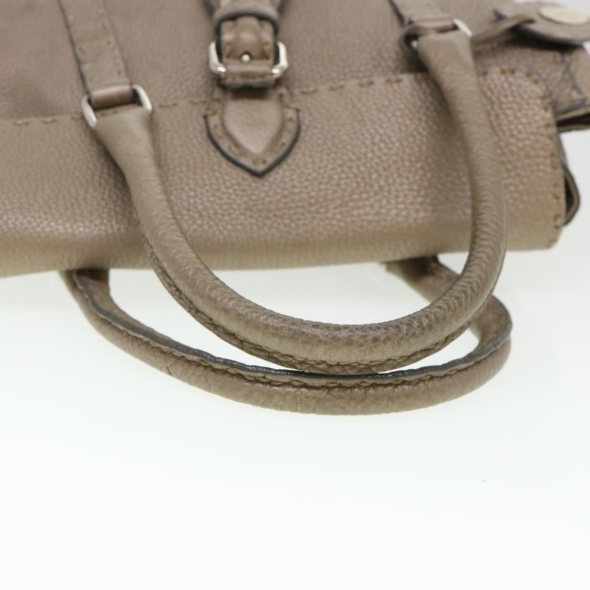 FENDI Hand Bag Leather Gray 39445