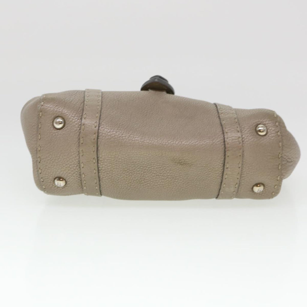 FENDI Hand Bag Leather Gray 39445