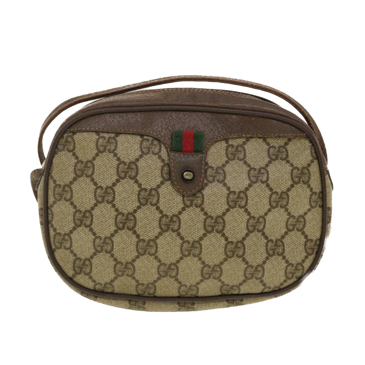 GUCCI GG Canvas Web Sherry Line Shoulder Bag Beige Red Green 39454