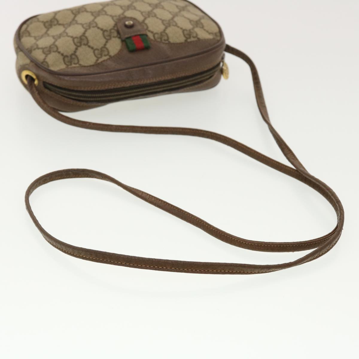 GUCCI GG Canvas Web Sherry Line Shoulder Bag Beige Red Green 39454