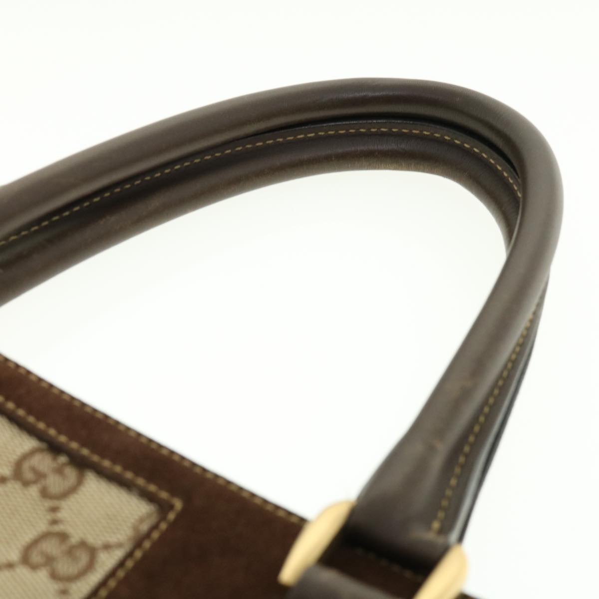 GUCCI GG Canvas Hand Bag Beige Brown 120898 39458