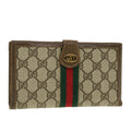GUCCI GG Canvas Web Sherry Line Long Wallet Beige Red Green 39469