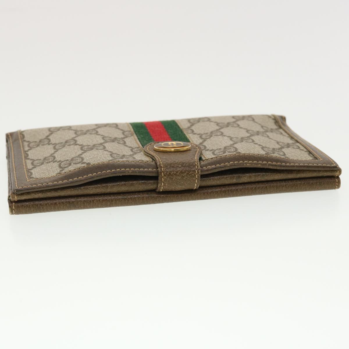 GUCCI GG Canvas Web Sherry Line Long Wallet Beige Red Green 39469