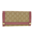 GUCCI GG Canvas Long Wallet Beige Pink 154168 39495