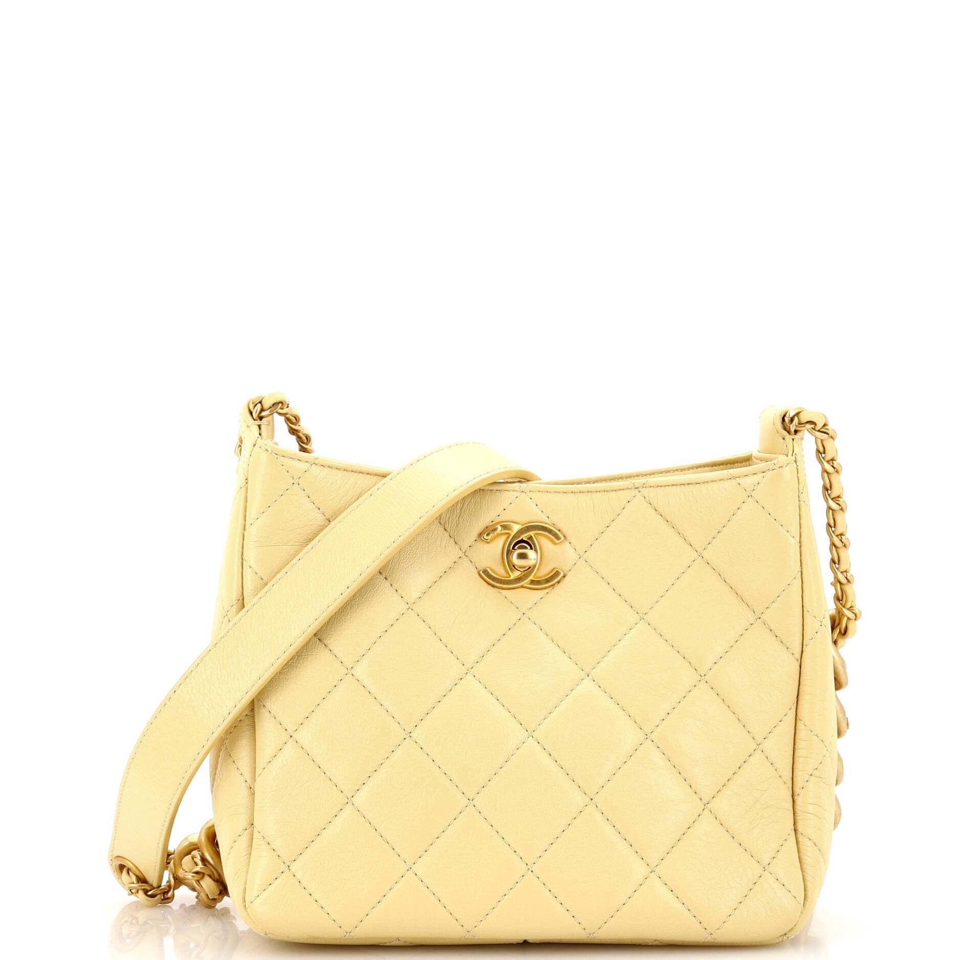 CHANEL Mixed Chain Link CC Hobo Quilted Lambskin Small