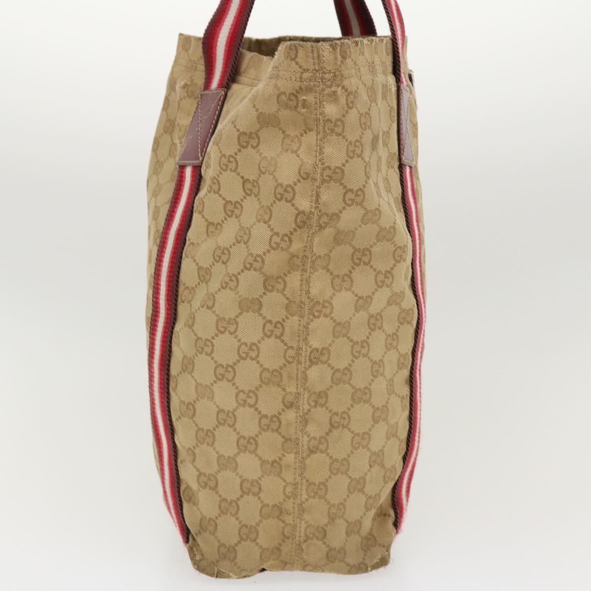 GUCCI GG Canvas Sherry Line Tote Bag Beige Red white 189669 39608