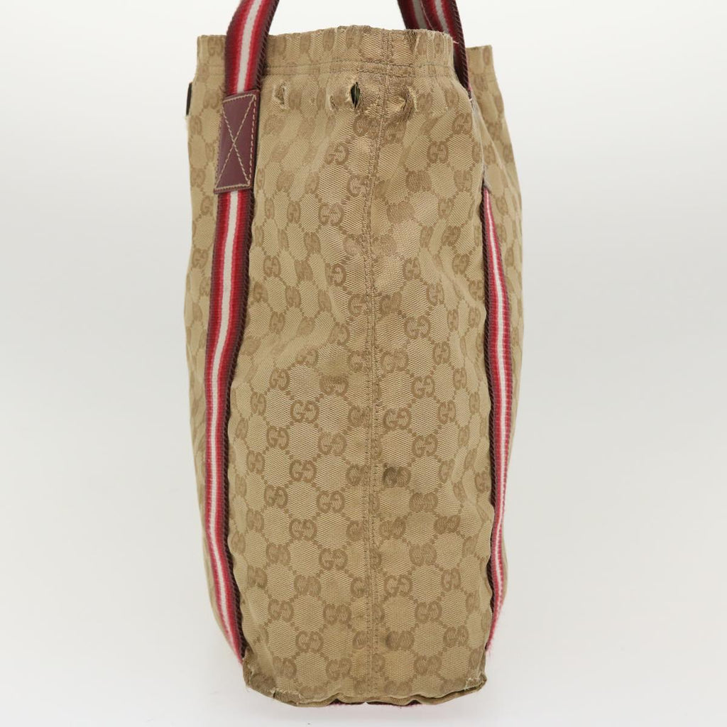 GUCCI GG Canvas Sherry Line Tote Bag Beige Red white 189669 39608