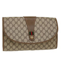 GUCCI GG Canvas Web Sherry Line Clutch Bag Beige Red Green 89.01.031 39614