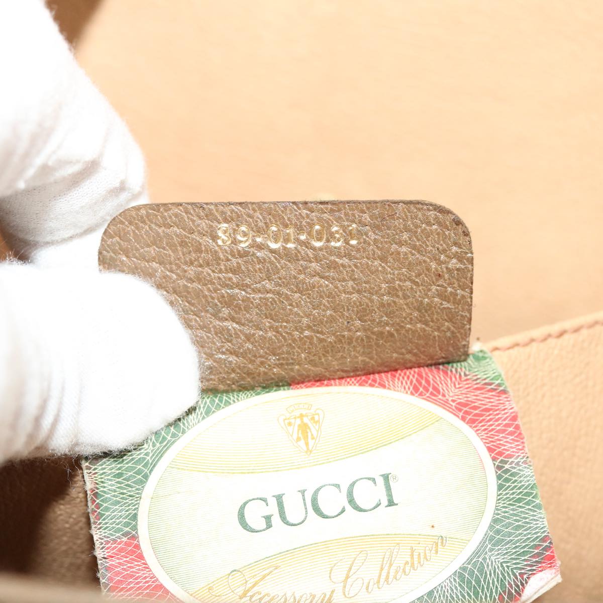 GUCCI GG Canvas Web Sherry Line Clutch Bag Beige Red Green 89.01.031 39614