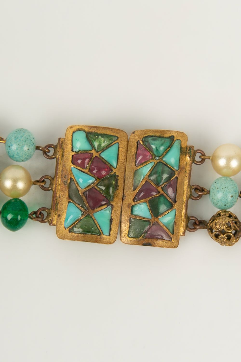 Collier ancien en pÃƒÆ’Ã‚Â¢te de verre.