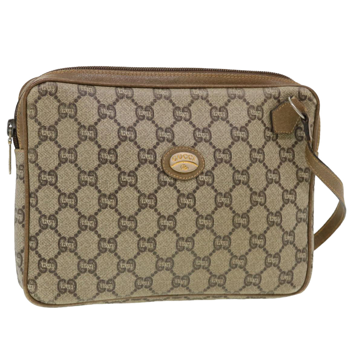 GUCCI GG Plus Canvas Clutch Bag PVC Leather Beige 39703