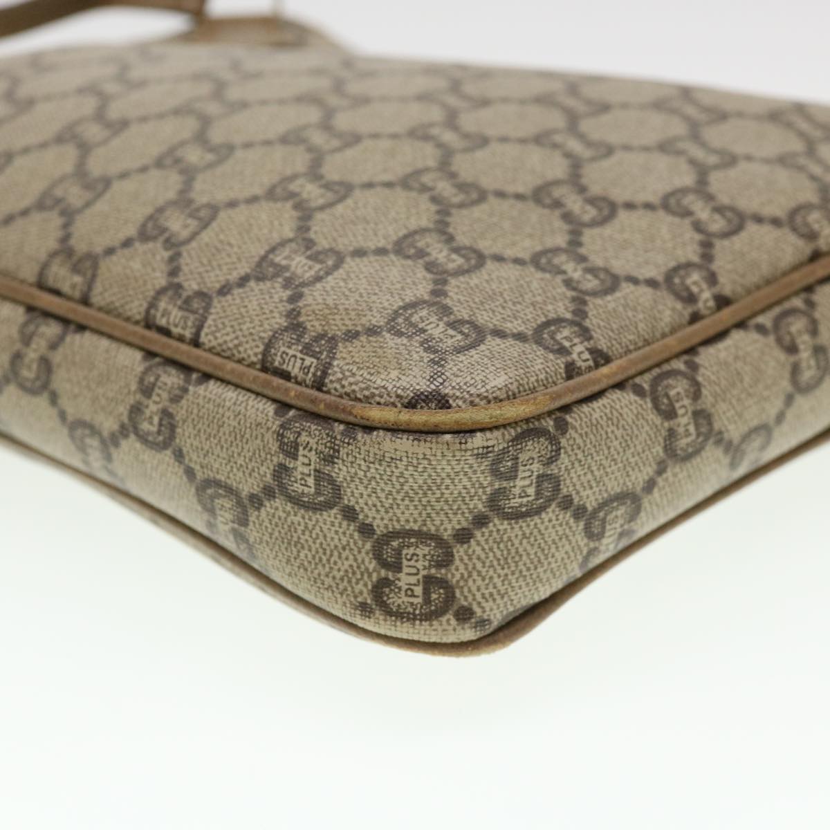 GUCCI GG Plus Canvas Clutch Bag PVC Leather Beige 39703