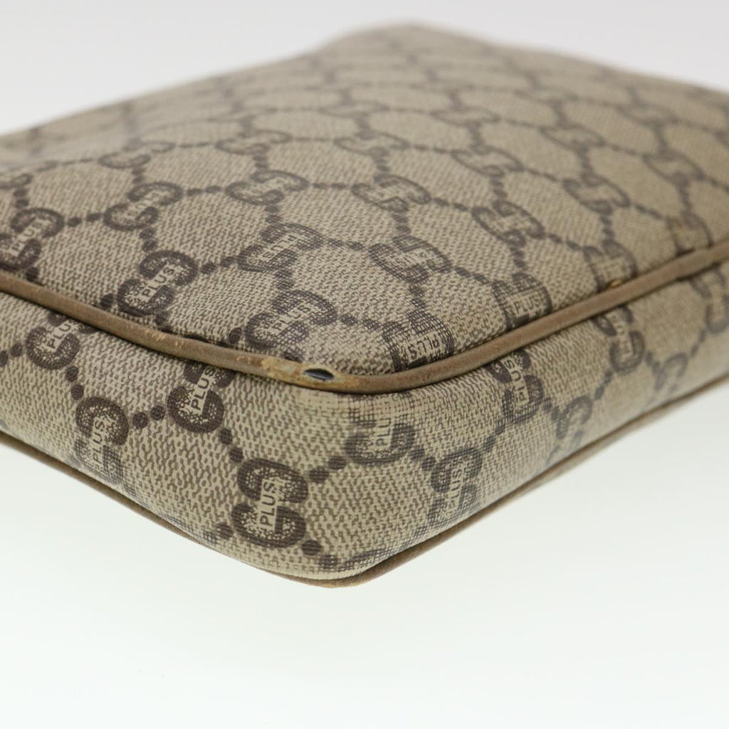 GUCCI GG Plus Canvas Clutch Bag PVC Leather Beige 39703