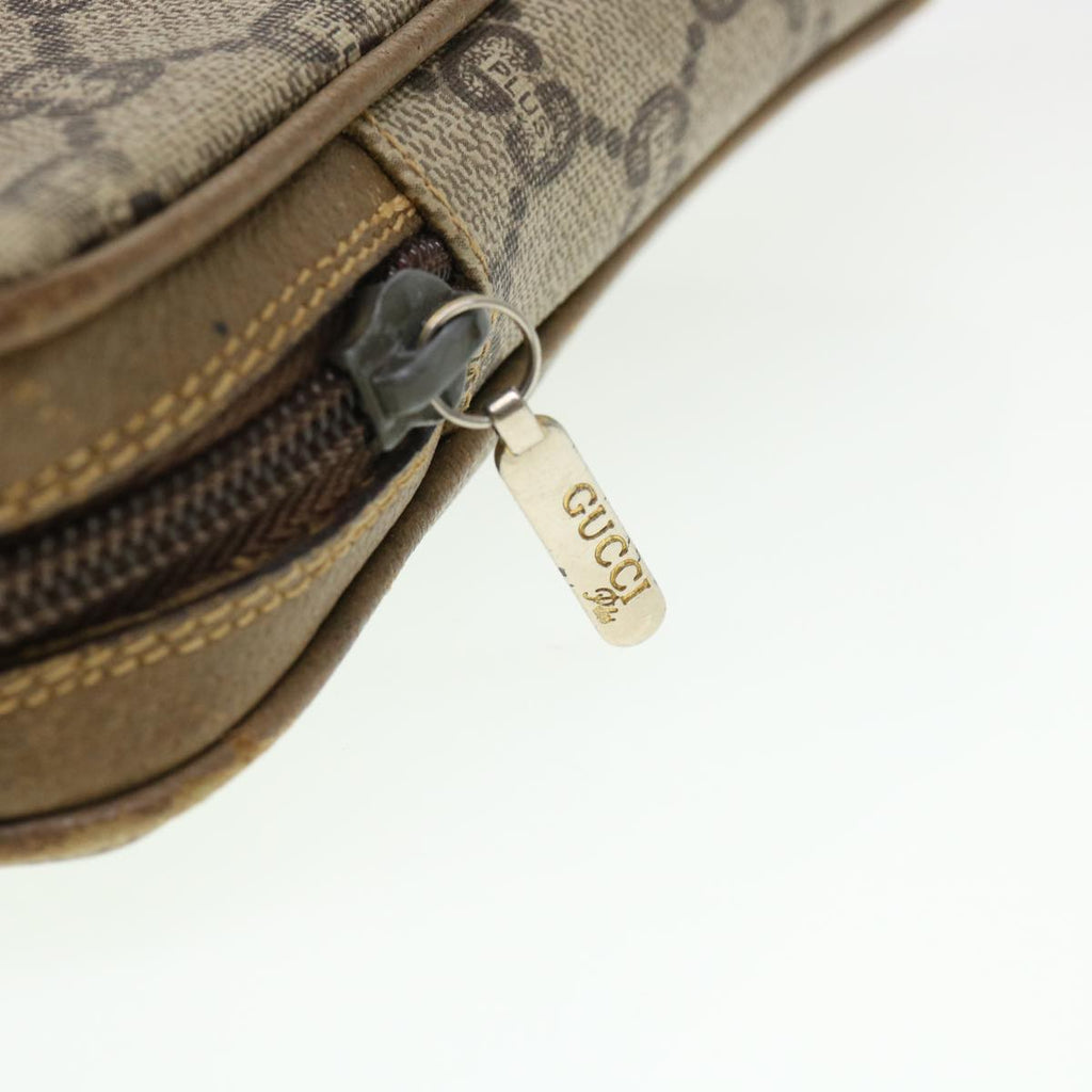 GUCCI GG Plus Canvas Clutch Bag PVC Leather Beige 39703