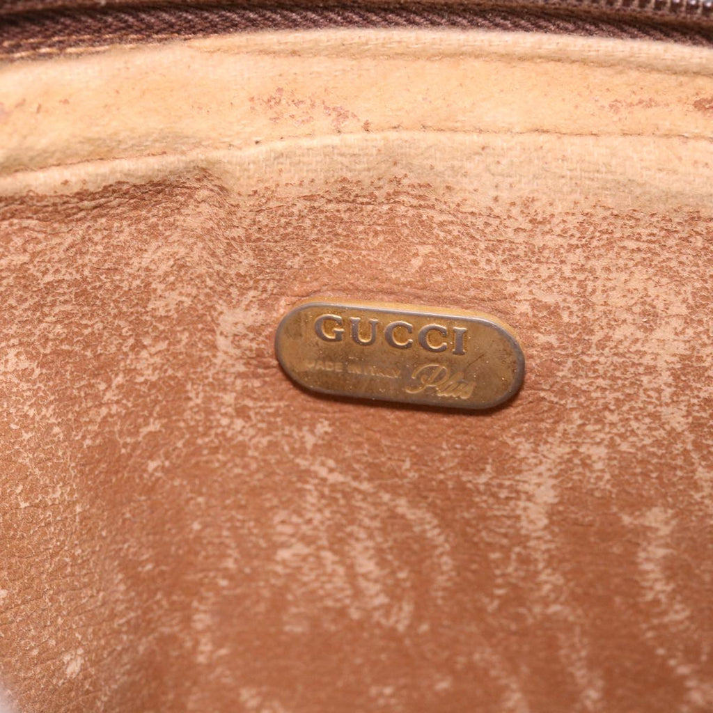 GUCCI GG Plus Canvas Clutch Bag PVC Leather Beige 39703