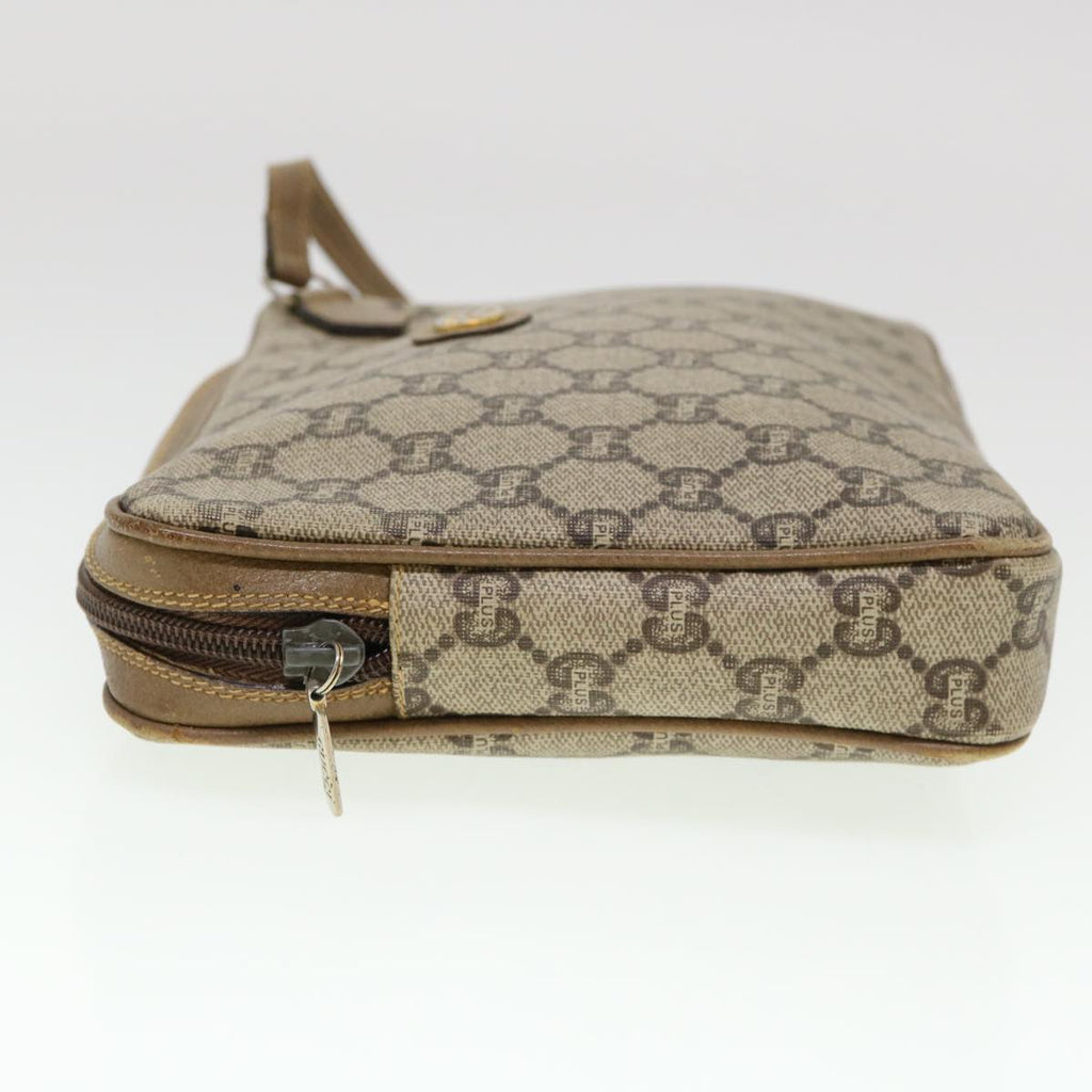 GUCCI GG Plus Canvas Clutch Bag PVC Leather Beige 39703