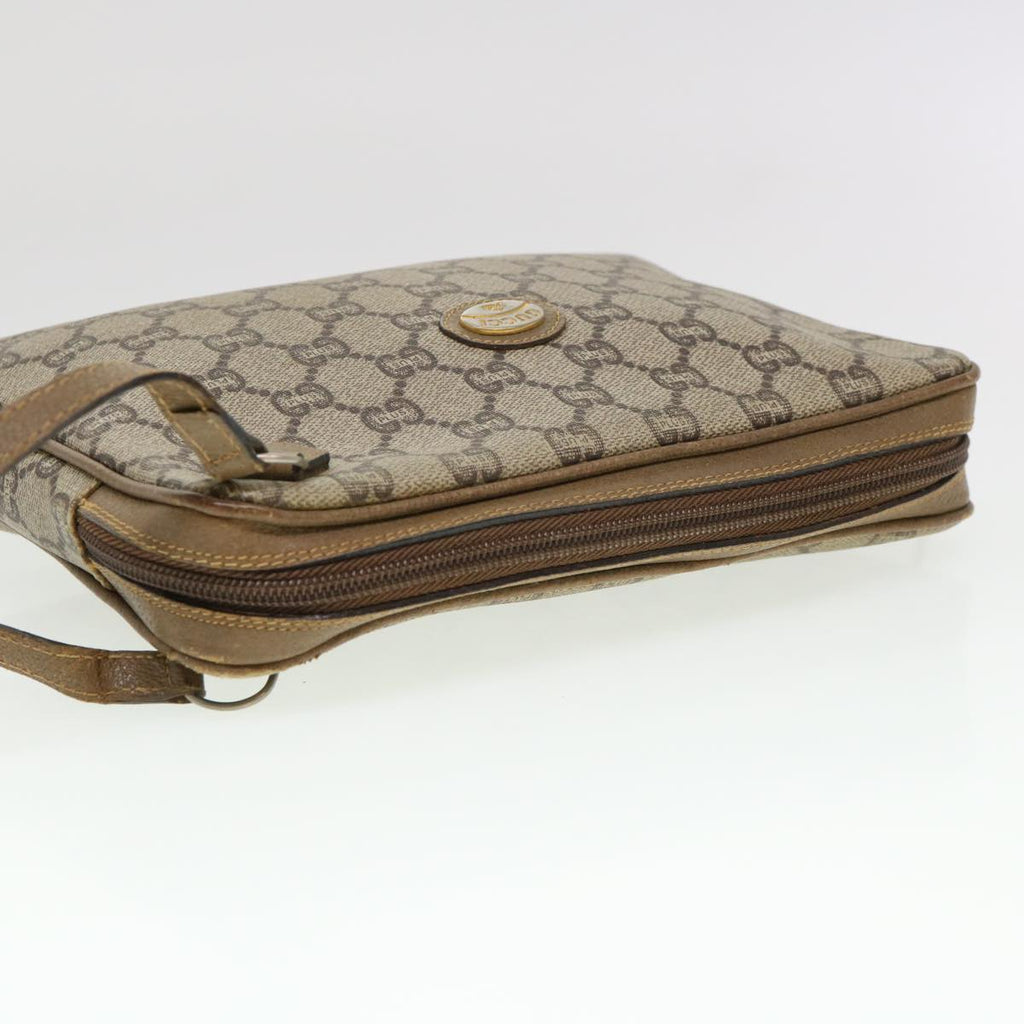 GUCCI GG Plus Canvas Clutch Bag PVC Leather Beige 39703