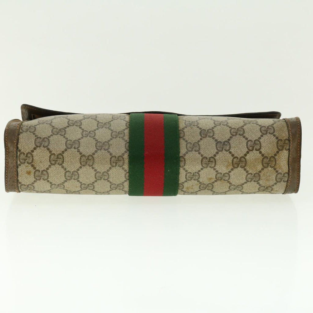 GUCCI GG Canvas Web Sherry Line Clutch Bag Beige Red Green 89.01.007 39747