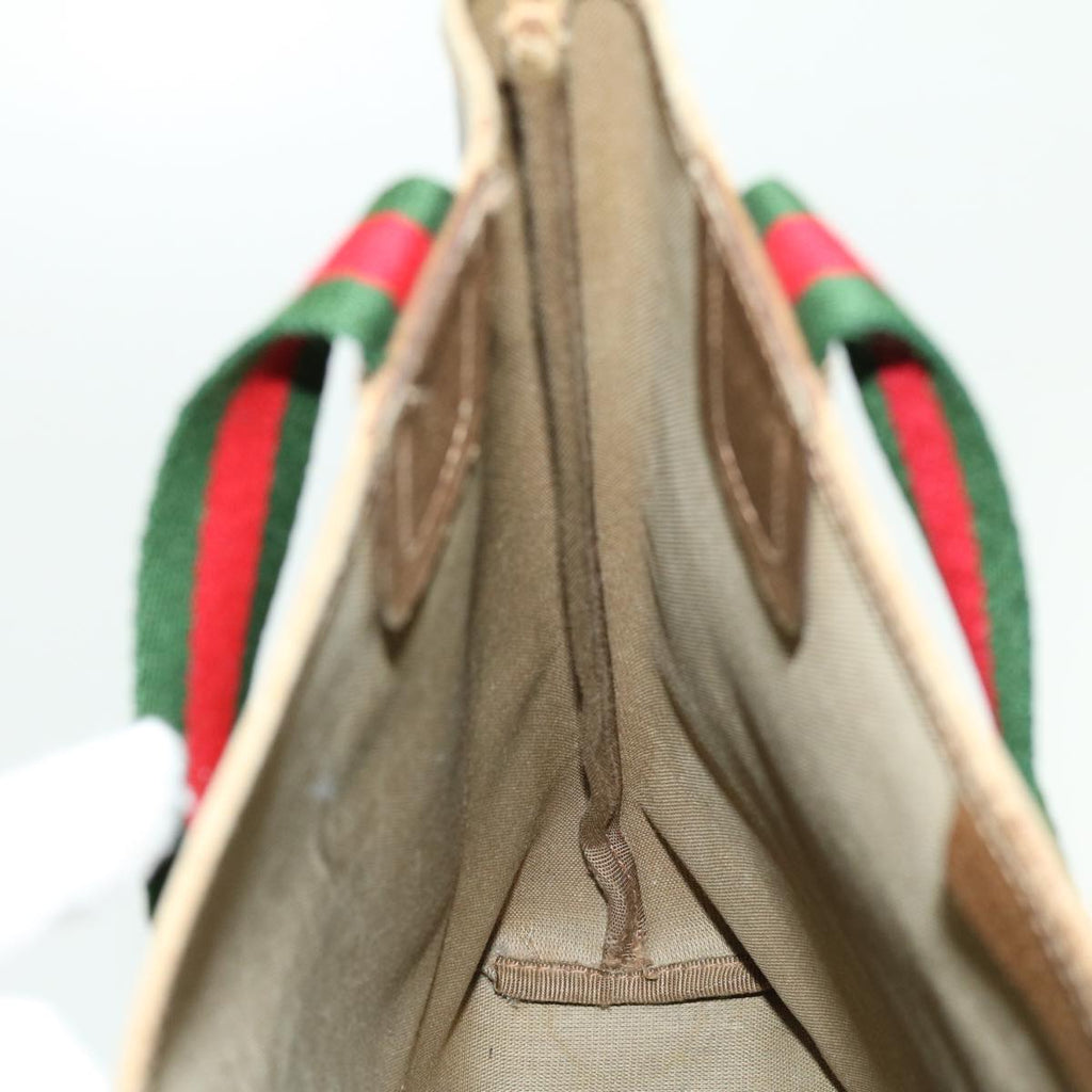 GUCCI GG Canvas Web Sherry Line Tote Bag Beige Red Green 120.02.003 39772